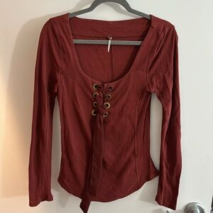 Free People Reddish Brown Longsleeve Top - Size M
